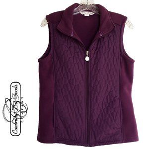 Women's Plum Quilted Full Zip Fleece Vest SM